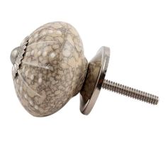 White Intricate Design Embossed Ceramic Crackle Knob